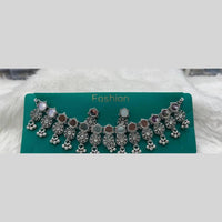 Kavita Art Boho Style Oxidised Plated Mirror And Pearls Necklace Set