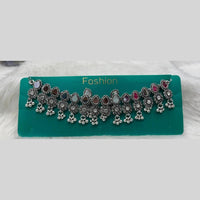 Kavita Art Boho Style Oxidised Plated Mirror And Pearls Necklace Set