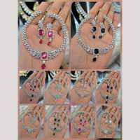 Kavita Art Glamorous Rhodium Plated American Diamond Necklace Set