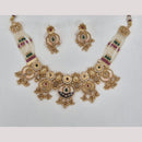 Kavita Art Elegant Gold Plated Pota Stone And Meenakari Necklace Set  