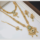 Kavita Art Gold Plated Pota Stone And Meenakari Double Necklace Set