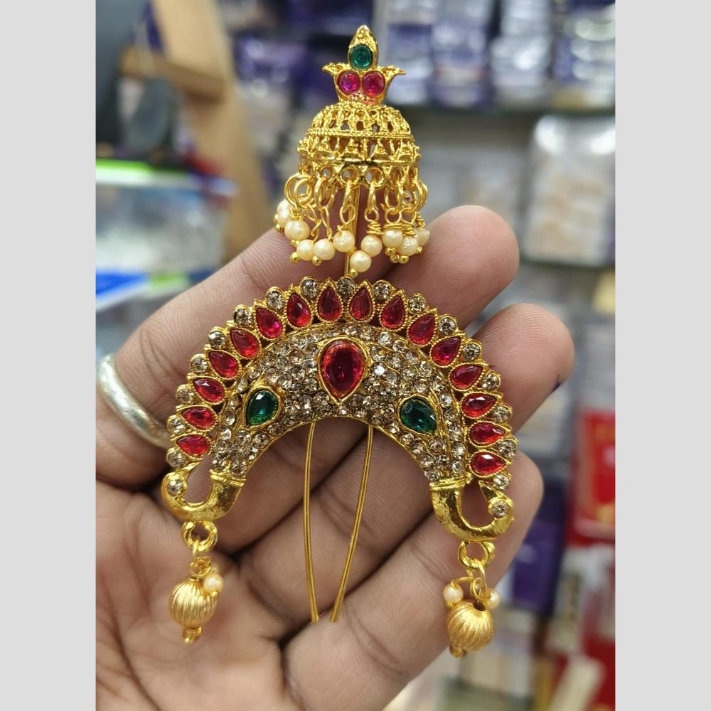 Kavita Art Ethnic Pota Stone And Pearl Hair Accessory 