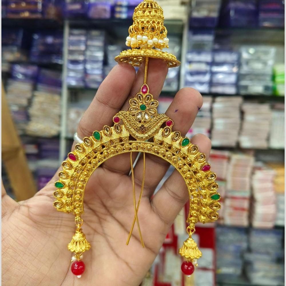 Kavita Art Ethnic Pota Stone And Pearl Hair Accessory 