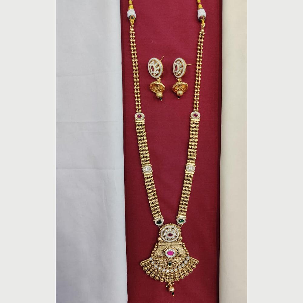 Kavita Art  Luxe Pota And Pearl Layered Long Necklace Set Timeless Ethnic Glam 
