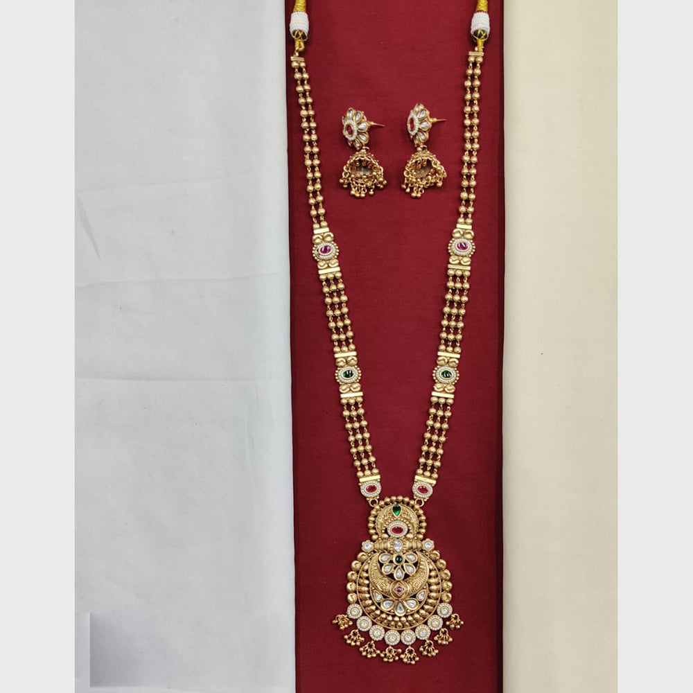 Kavita Art Ethinc Glow Pota And Pearl Long Necklace Set Shine At Every Occasion 