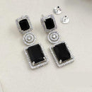Kavita Art Rhodium Plated Sparkling American Diamond Dangler Earrings