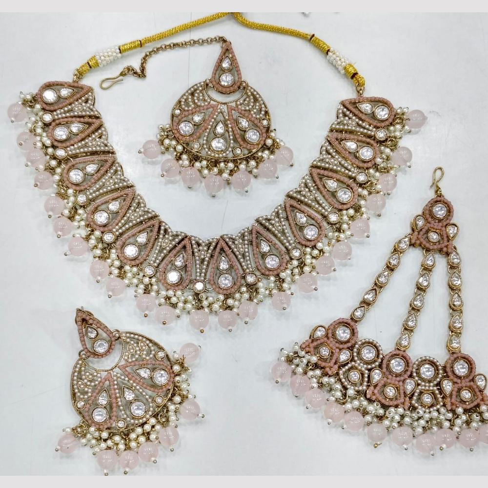 Kavita Art Antique Gold Finish Festive Crystal Stone Pearl And Beads Necklace Set