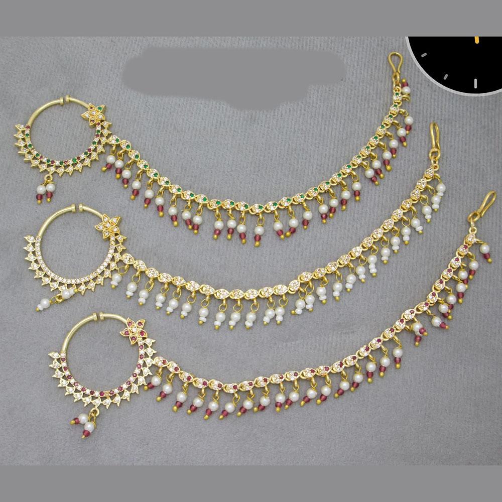 Kavita Art Handcrafted Sparkling Austrian Stone And Pearl Nose Ring