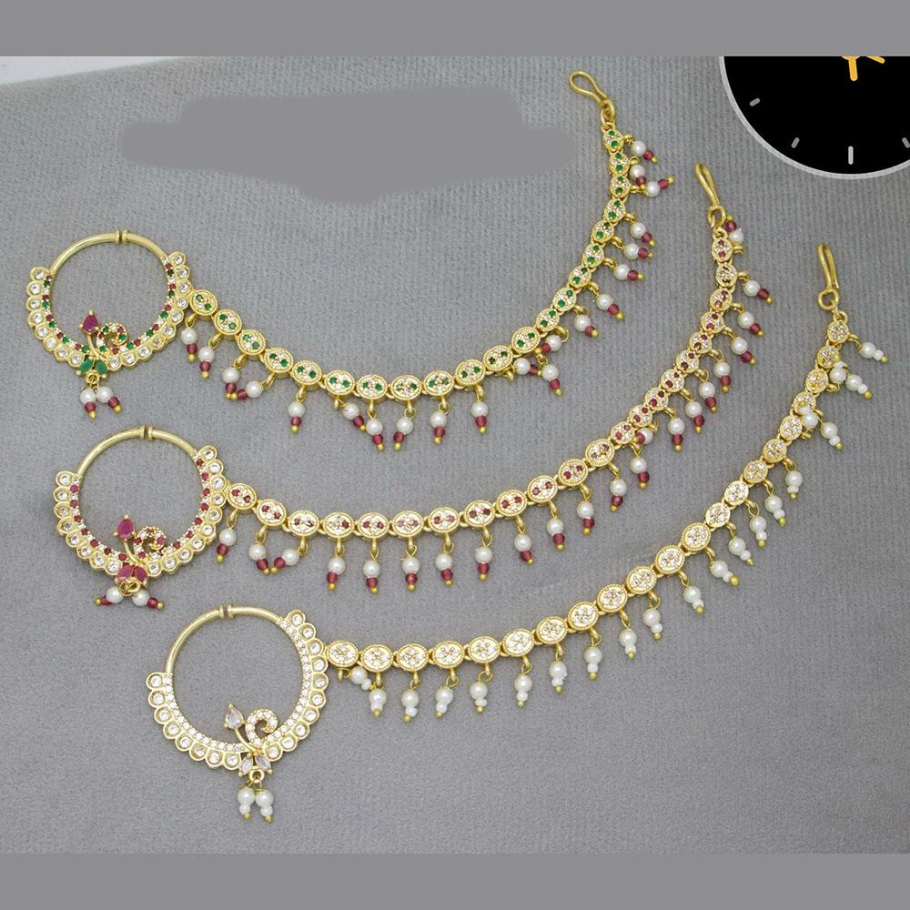 Kavita Art Handcrafted Sparkling Austrian Stone And Pearl Nose Ring