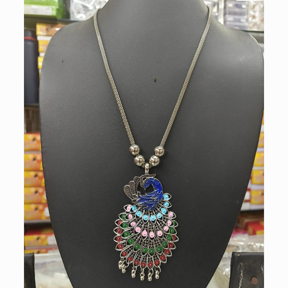 Kavita Art Ethnic Oxidised Plated Peacock Design Necklace