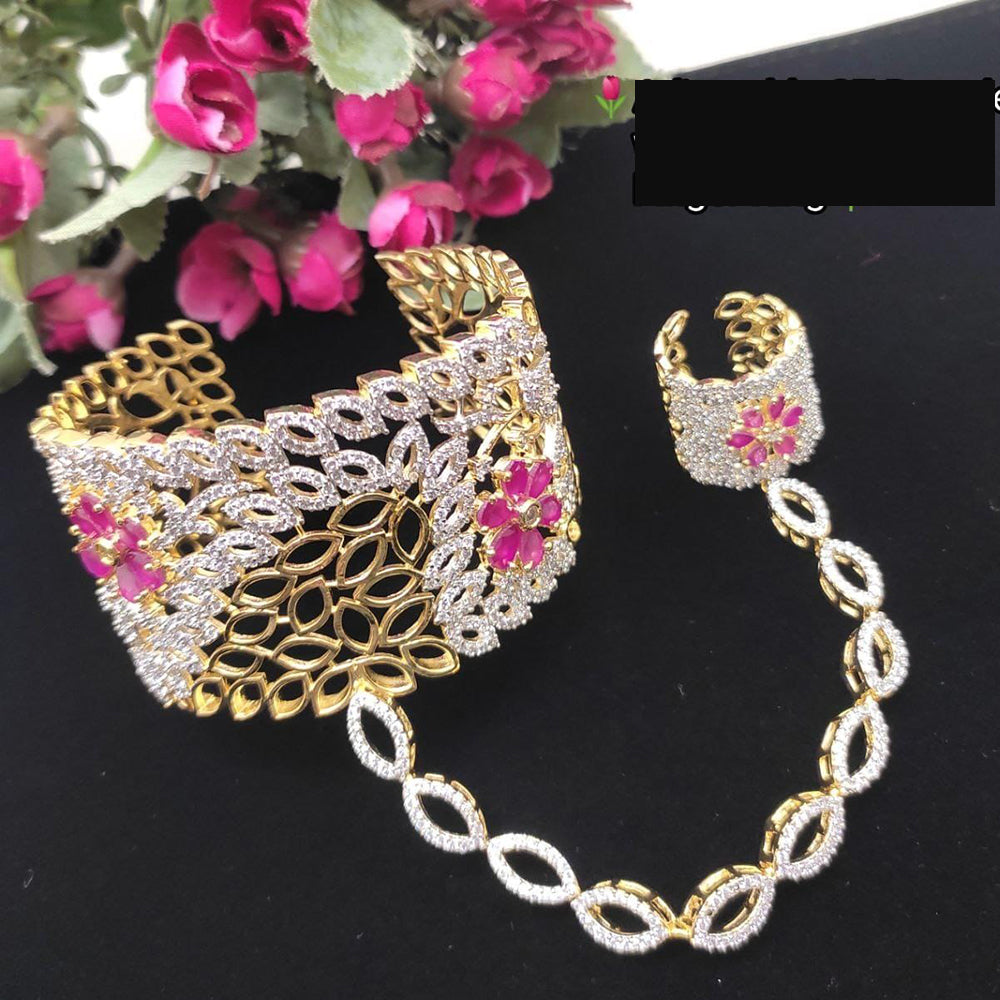 Kavita Art Gold Plated American Diamond Hand Harness for Women