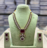 Kavita Art Gold Plated Crystal Stone Long Necklace Set