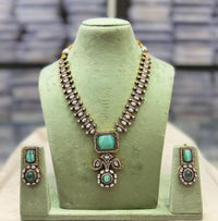 Kavita Art Gold Plated Crystal Stone Long Necklace Set