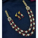 Kavita Art Silver Plated American Diamond Multi-LayerLong  Necklace Set
