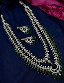Kavita Art Silver Plated American Diamond Multi-LayerLong  Necklace Set