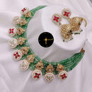 Kavita Art Gold Plated Kundan Stone And Pearl Choker Necklace Set