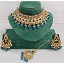 Kavita Art Luxurious Crystal Stone Pearl And Beads Choker Necklace Set