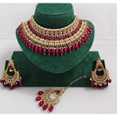 Kavita Art Luxurious Crystal Stone Pearl And Beads Choker Necklace Set