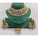 Kavita Art Luxurious Crystal Stone Pearl And Beads Choker Necklace Set
