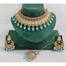 Kavita Art Luxurious Crystal Stone Pearl And Beads Choker Necklace Set
