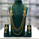 Kavita Art Premium Pota  Stone Gold Plated Long  Necklace Set