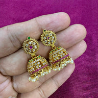 Kavita Art Designer Pota Austrian Stone And Pearl Jhumki Earrings