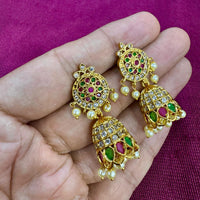 Kavita Art Designer Pota Austrian Stone And Pearl Jhumki Earrings