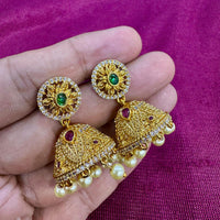 Kavita Art Designer Pota Austrian Stone And Pearl Jhumki Earrings