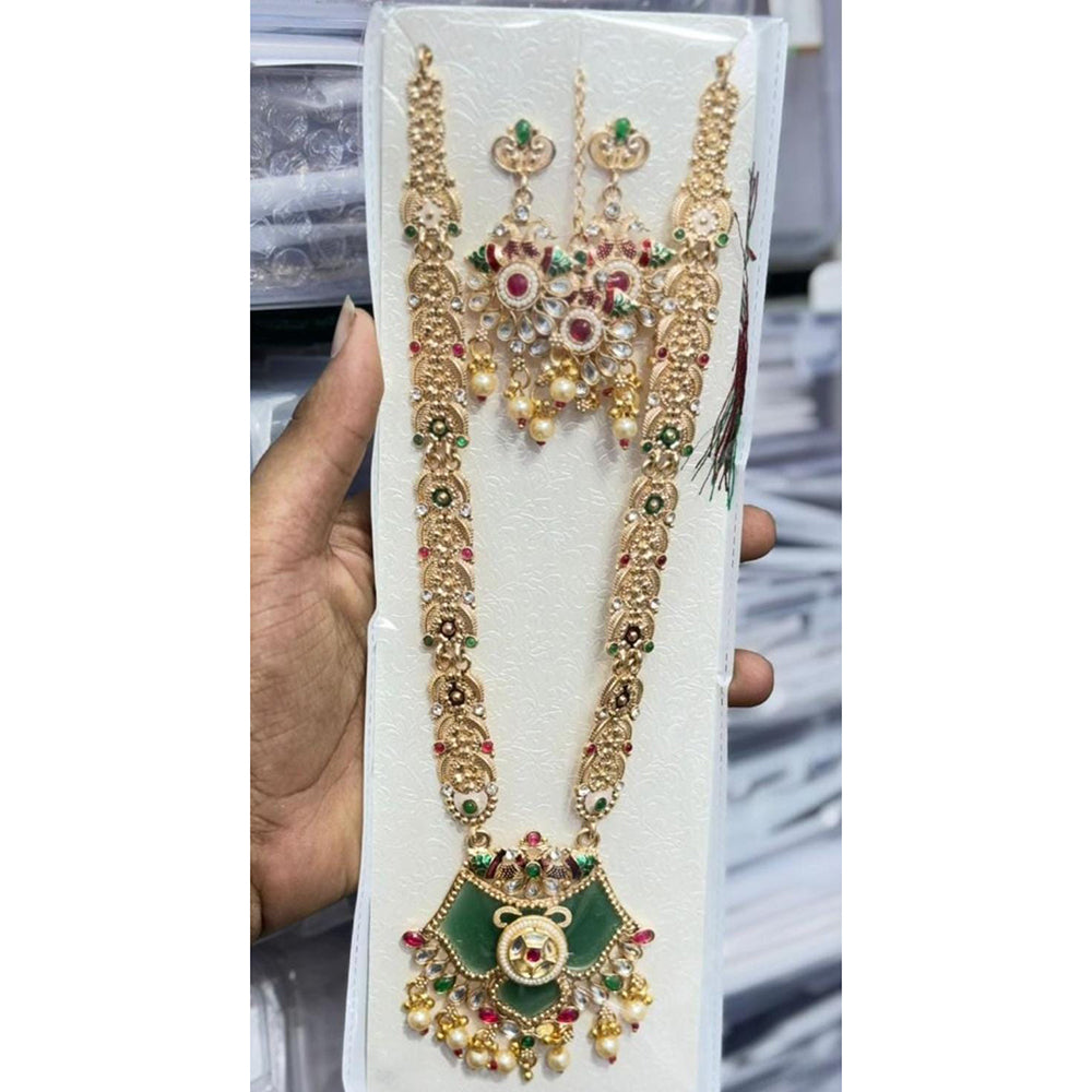 Kavita Art Classic Pota Stone And Beads Long Necklace Set 