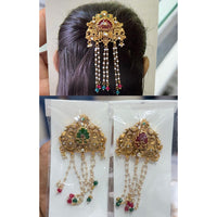 Kavita Art Classic Pota Stone And Pearl Hair Brooch