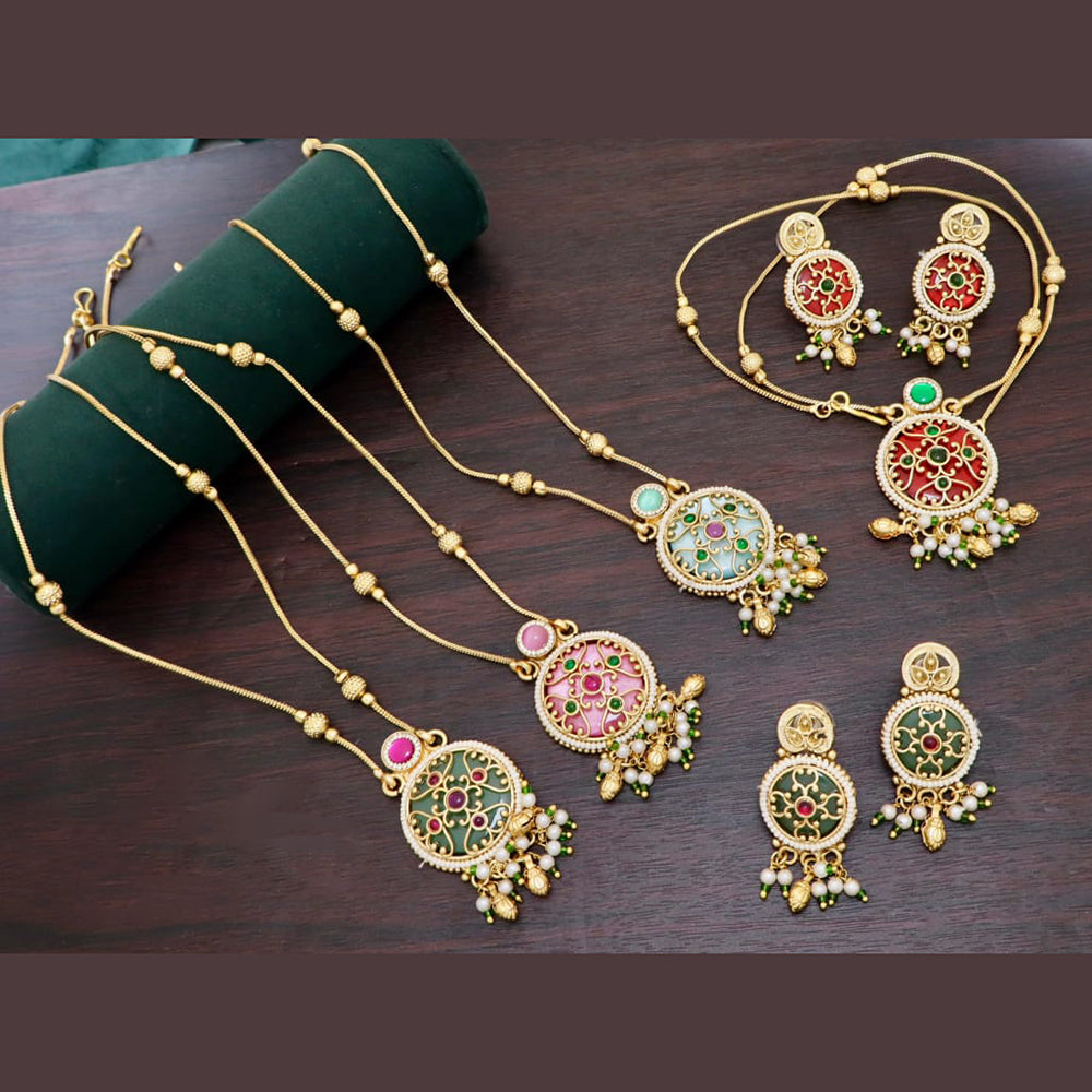 Kavita Art Heritage Pota Stone And Pearl Necklace Set