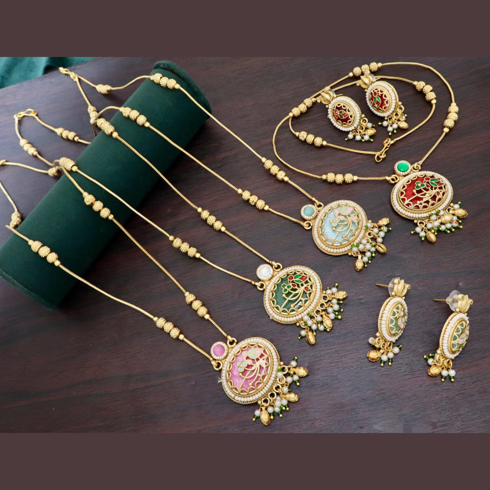 Kavita Art Heritage Pota Stone And Pearl Necklace Set