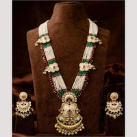 Kavita Art Premium  Pota Stone And Pearl Long Necklace Set
