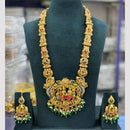 Kavita Art Premium  Pota Stone And Pearl Temple Long Necklace Set