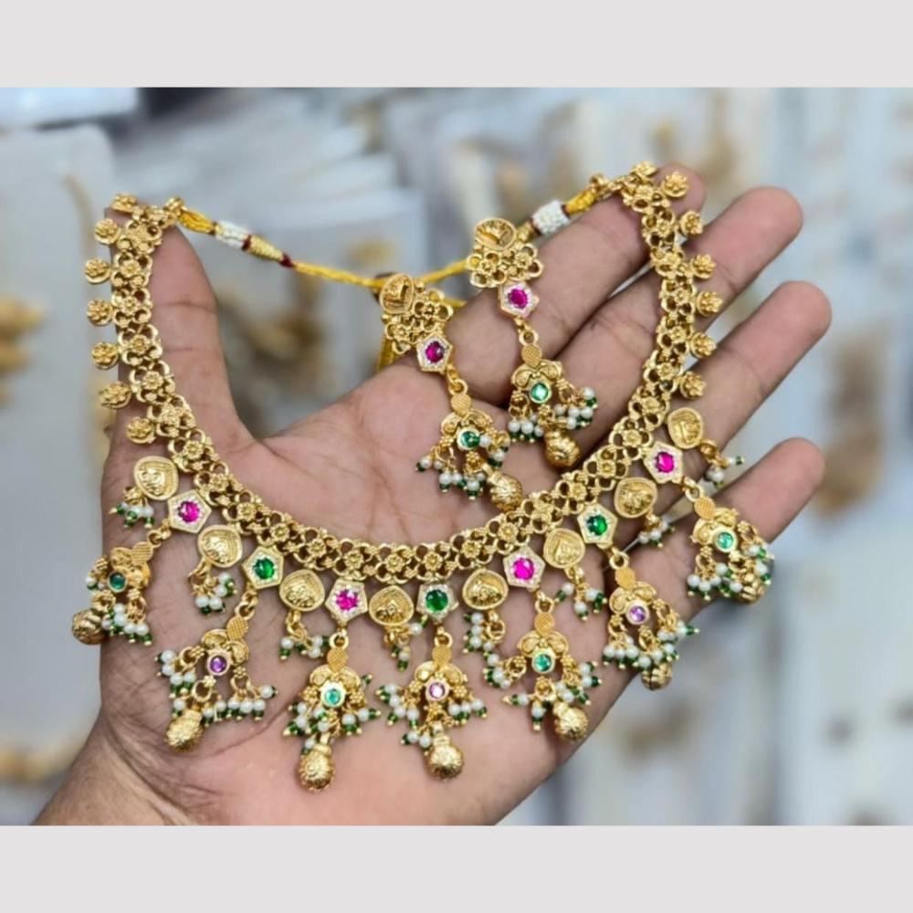 Kavita Art Premium  Pota Stone And Pearl Necklace Set