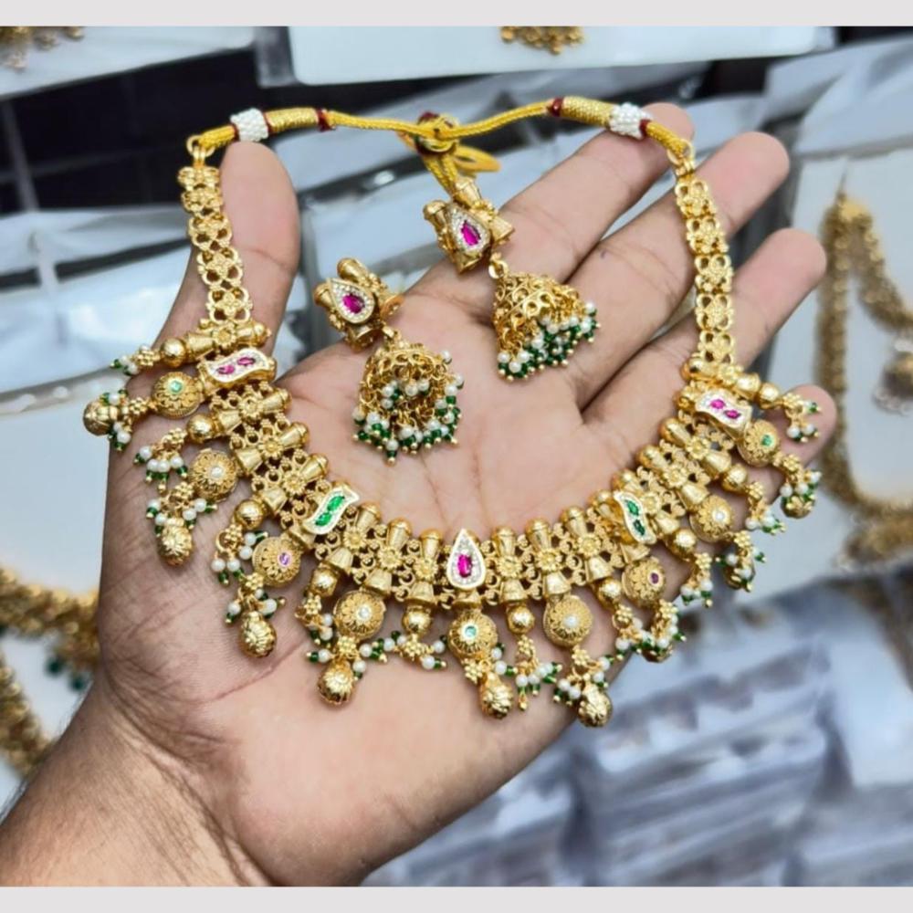 Kavita Art Premium  Pota Stone And Pearl Necklace Set