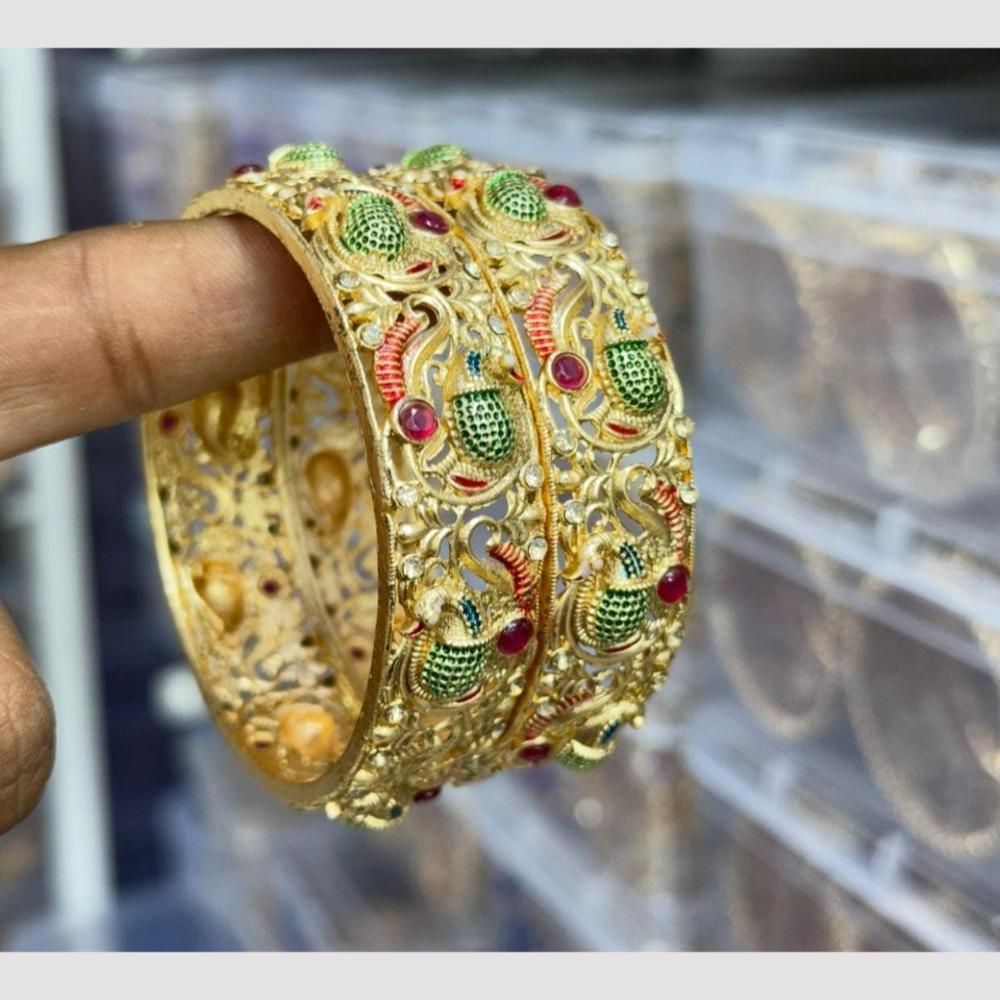 Kavita Art Sparkling Shine Pota Stone And Meenakari Bangles Set