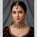 Kavita Art Glamorous Austrian Stone And Pota Stone Pearl Choker Necklace Set