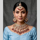 Kavita Art Traditional Kundan Stone And Beaded Choker Necklace Set