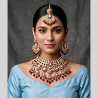 Kavita Art Traditional Kundan Stone And Beaded Choker Necklace Set