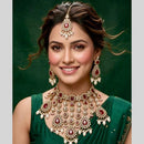 Kavita Art Classic Ethnic Pota Stone Pearl And Beaded Choker Necklace Set