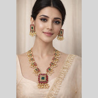 Kavita Art Classic Ethnic Pota Stone And Pearl Necklace Set