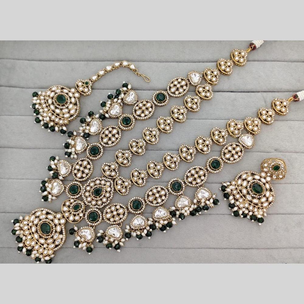 Kavita Art Classic Ethnic Pota Stone And Pearl Long Necklace Set