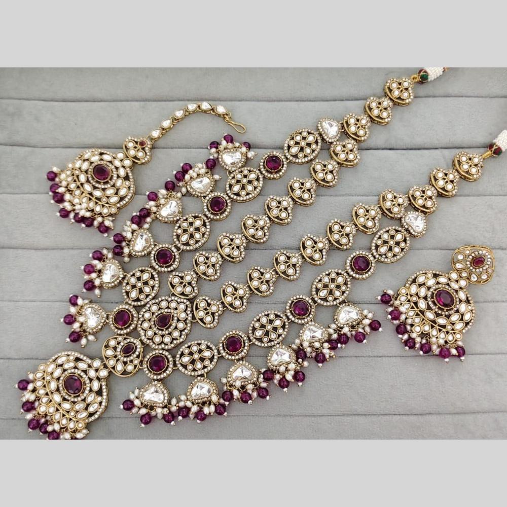 Kavita Art Classic Ethnic Pota Stone And Pearl Long Necklace Set