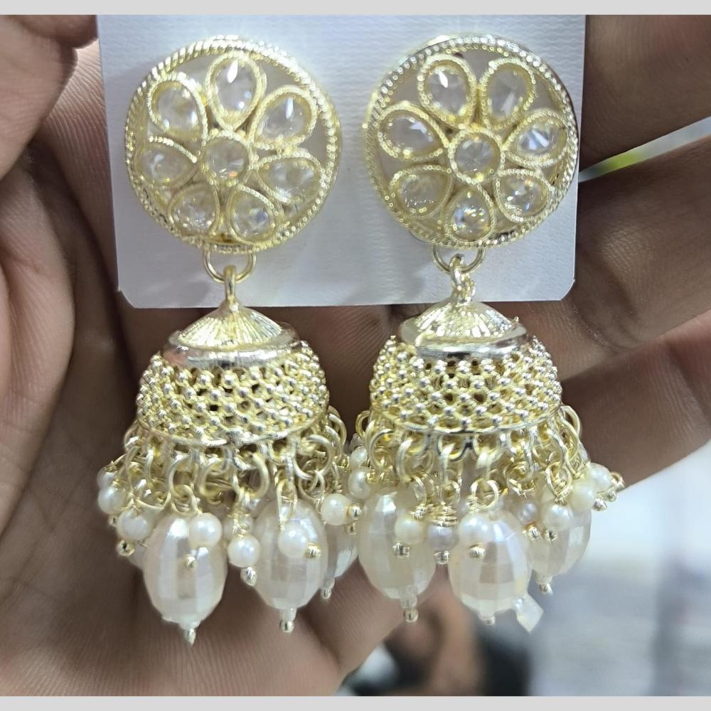 Kavita Art Designer Crystal Stone And Pearl Jhumki Earrings