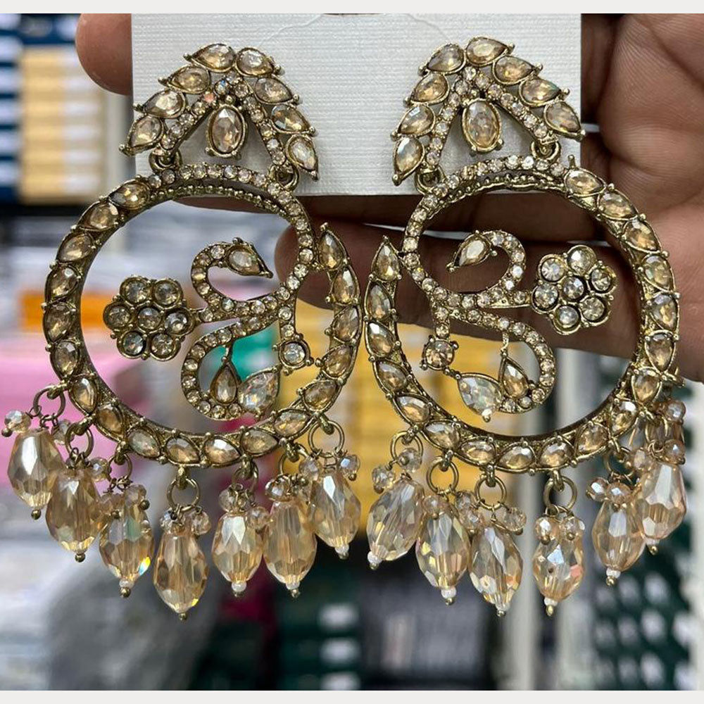 Kavita Art Designer Crystal Stone And Beads Dangler Earrings