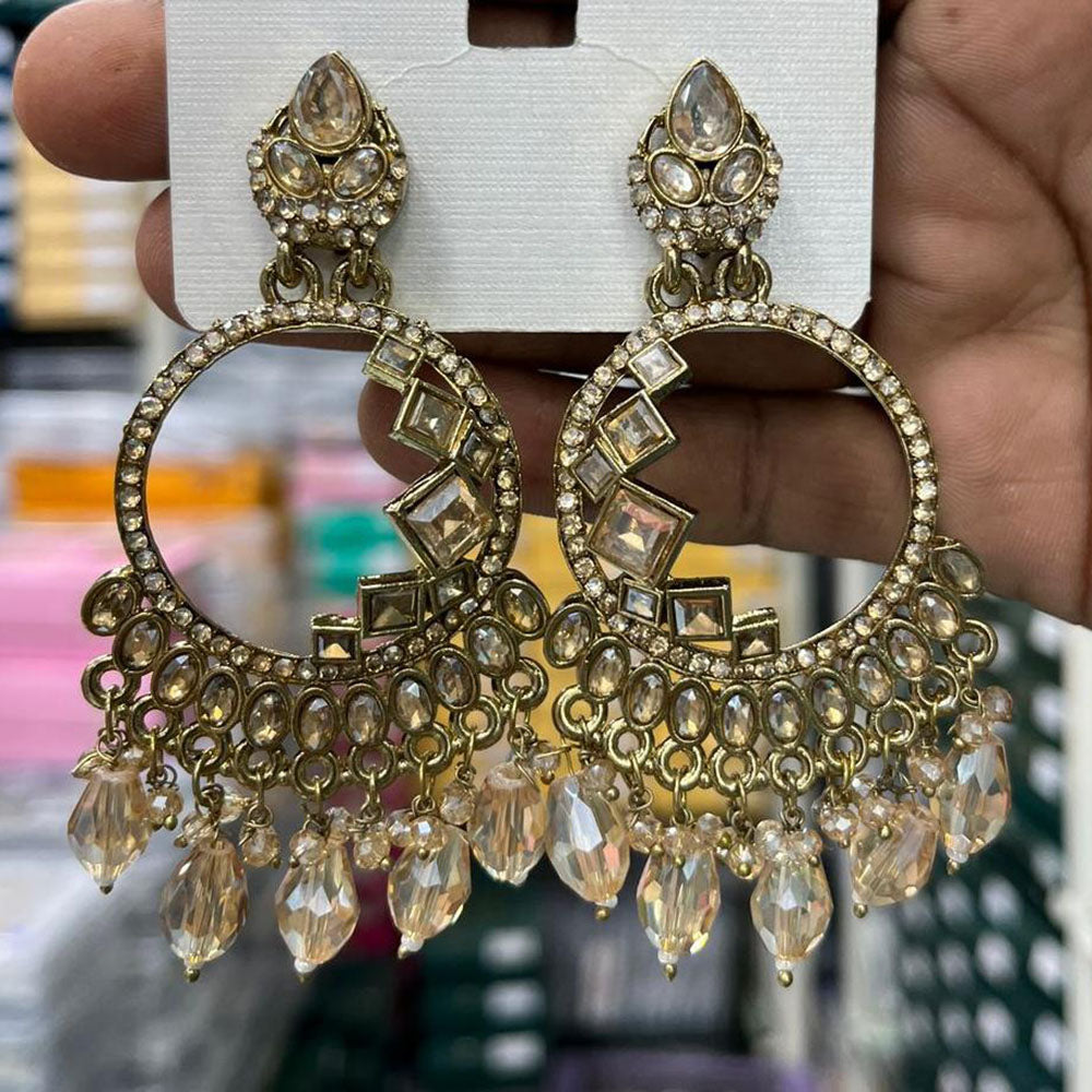 Kavita Art Designer Crystal Stone And Beads Dangler Earrings