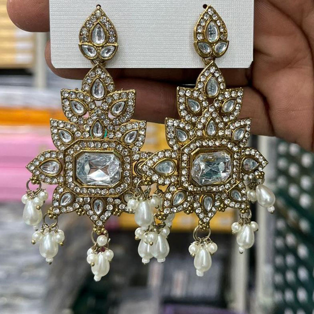 Kavita Art Designer Crystal Stone And Beads Dangler Earrings