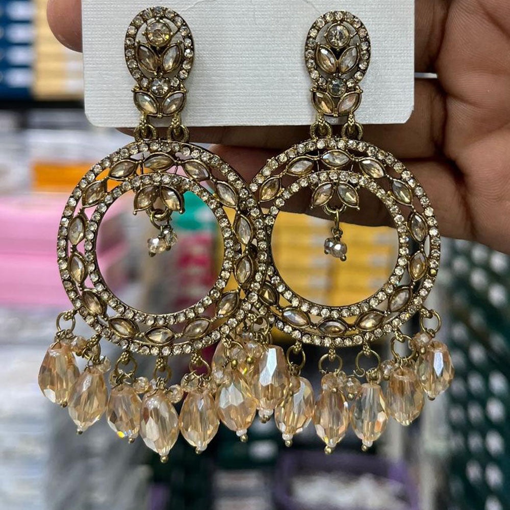 Kavita Art Designer Crystal Stone And Beads Dangler Earrings