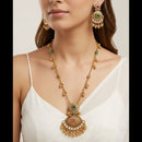 Kavita Art Elegant Pota Stone And Pearl Long Necklace Jewellery Set
